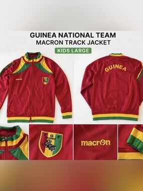 Guinea FGF National Team Macron Track Jacket Youth Large Zip Soccer Red Green